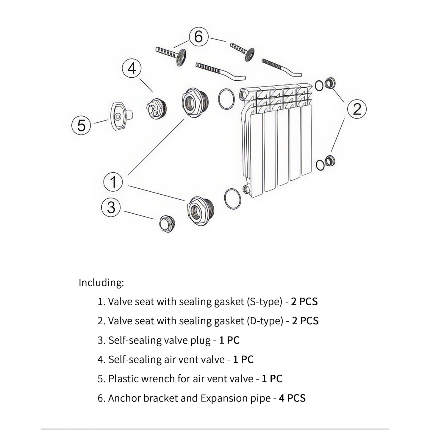 Radiator Accessories 11-Piece Set DN15