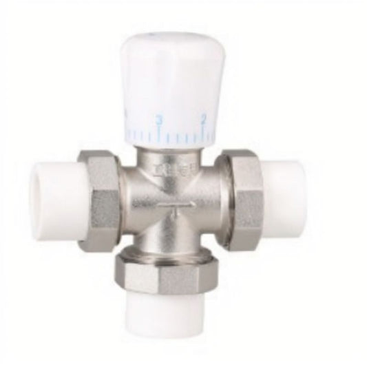 Copper Nickel Plated PPR Three-way Manual Temperature Control Valve DN25¡Á3