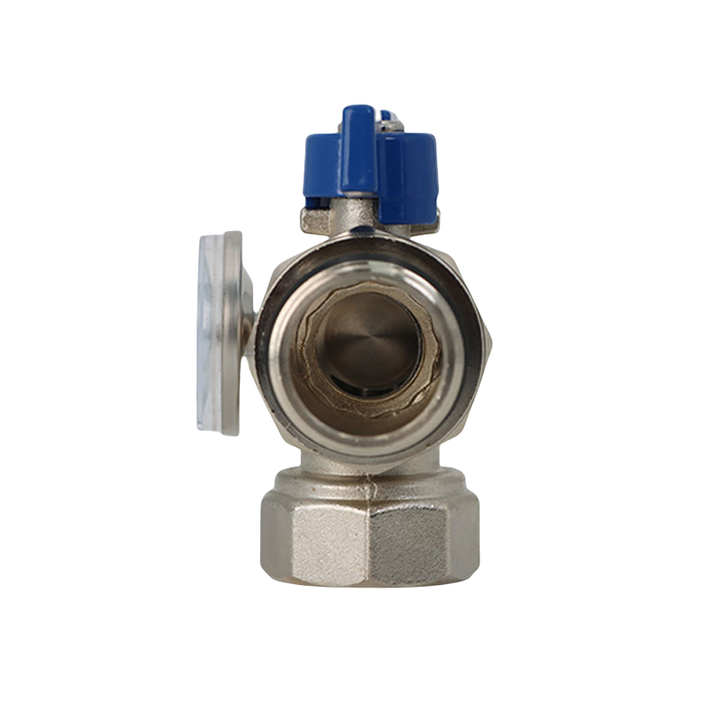 Angled Brass Ball Valve with Thermometer DN25