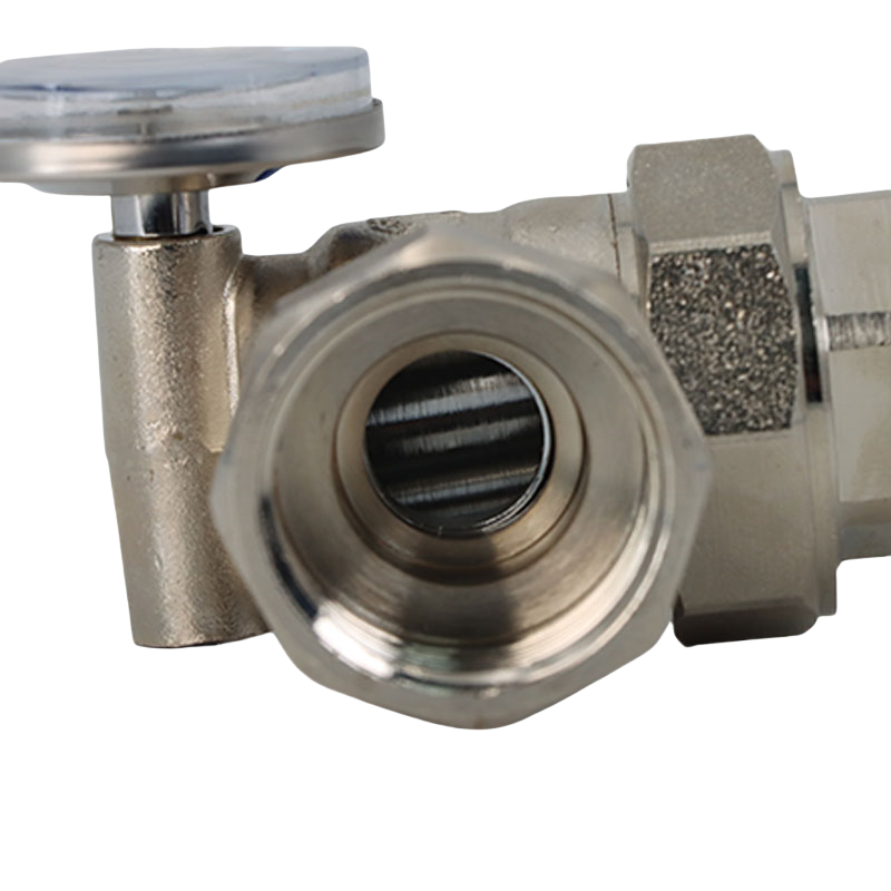 Angled Brass Ball Valve with Thermometer DN25