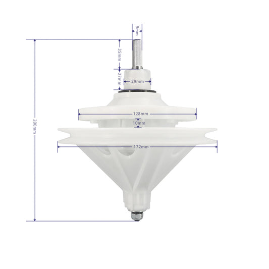 Caja de engranaje de lavadora Eje cuadrado Altura 3.5cm Diámetro de la polea 17.2cm