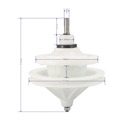 Caixa de Engrenagem da Máquina de Lavar Eixo Quadrado Altura 3,5cm Diâmetro da Polia 15,7cm