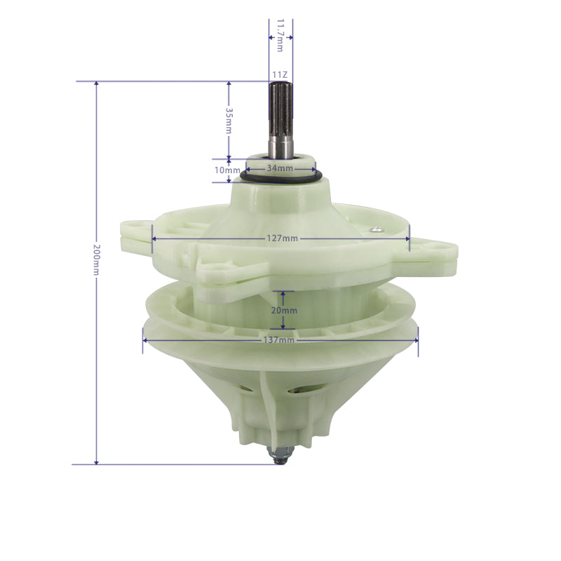 Caja de engranajes de lavadora 11Z Altura del eje 3.5cm