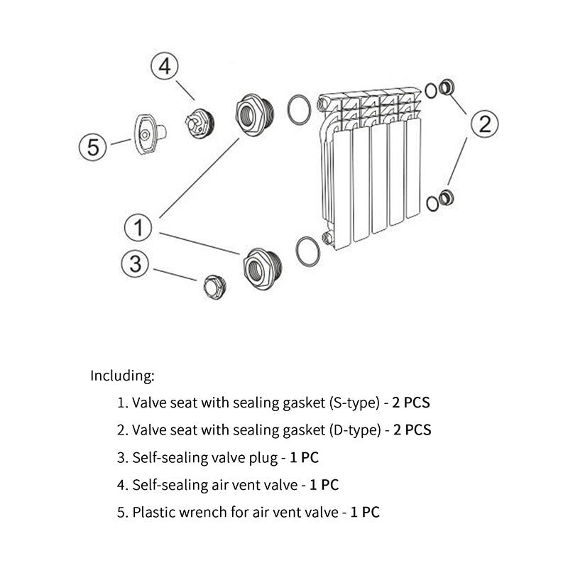 Radiator Accessories 7-Piece Set DN15/20