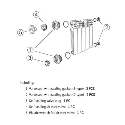 Radiator Accessories 7-Piece Set DN15/20