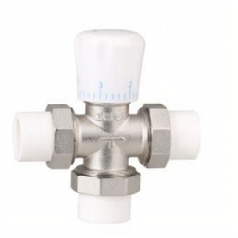 Copper Nickel Plated PPR Three-way Manual Temperature-sensing Valve DN25¡Á3