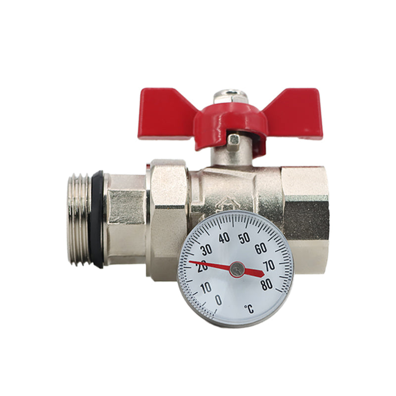 Straight Brass Ball Valve with Thermometer DN25