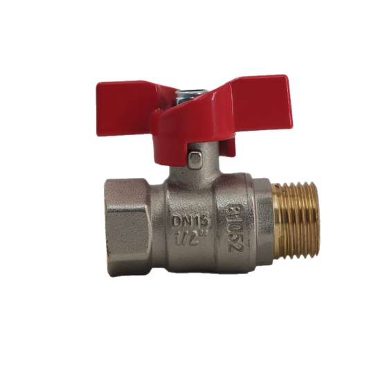 Male Thread Butterfly Handle Brass Ball Valve DN15 5