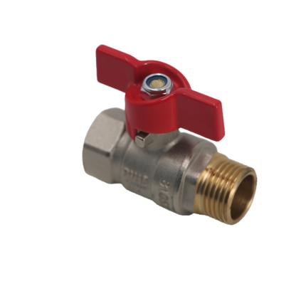 Male Thread Butterfly Handle Brass Ball Valve DN15 5