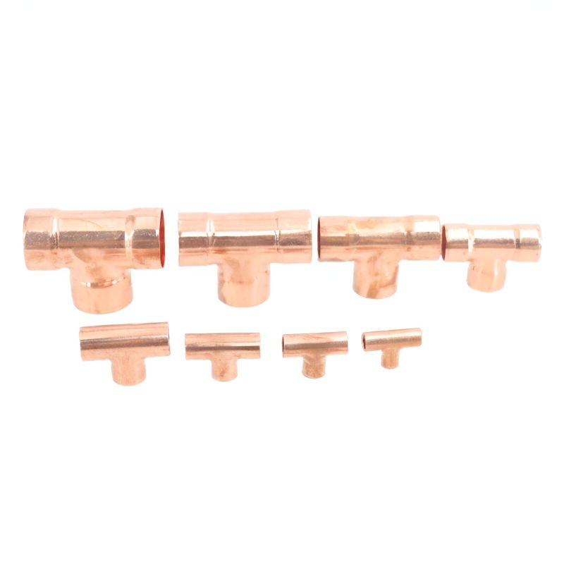 Tee Copper Fitting, 1/4~2-1/8" 0.7~1.5mm Pipe Thickness