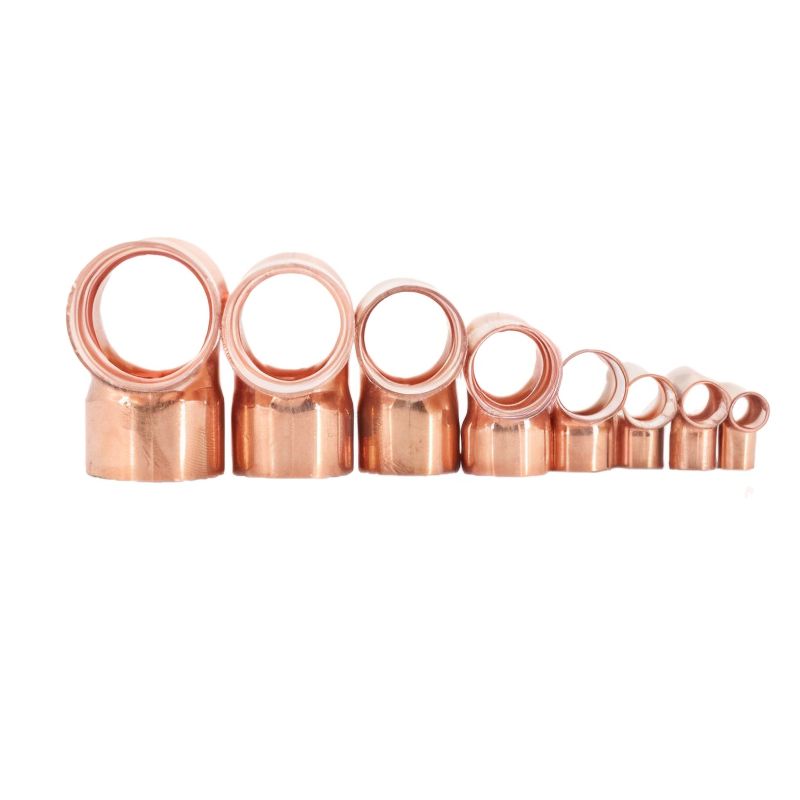 Tee Copper Fitting, 1/4~2-1/8" 0.7~1.5mm Pipe Thickness